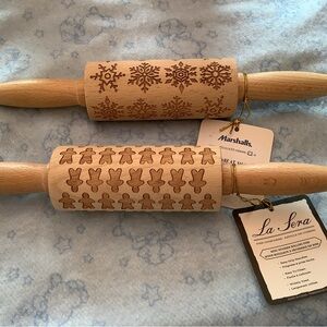 💜Two mini rolling pins..adorable! Embedded designs..